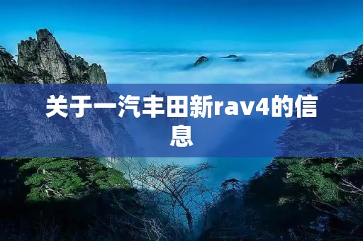 关于一汽丰田新rav4的信息 关于一汽丰田新rav4的信息