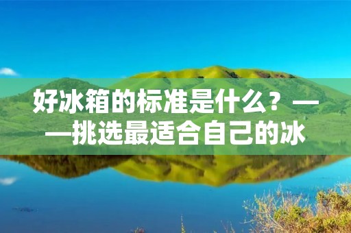 好冰箱的标准是什么?——挑选最适合自己的冰箱 好冰箱的标准是什么?——挑选最适合自己的冰箱