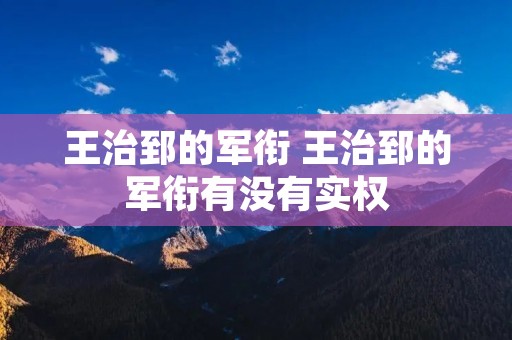 王治郅的军衔 王治郅的军衔有没有实权 王治郅的军衔 王治郅的军衔有没有实权