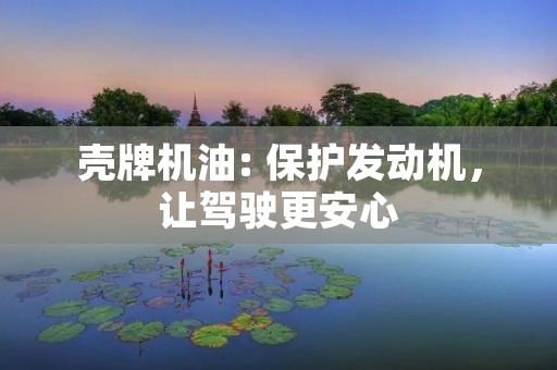 壳牌机油: 保护发动机,让驾驶更安心 壳牌机油: 保护发动机,让驾驶更安心