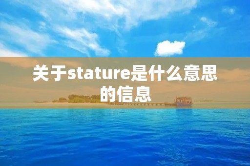 关于stature是什么意思的信息