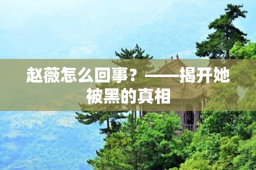 赵薇怎么回事？——揭开她被黑的真相