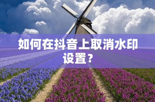 如何在抖音上取消水印设置? 如何在抖音上取消水印设置?
