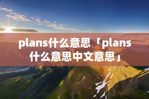 plans什么意思「plans什么意思中文意思」