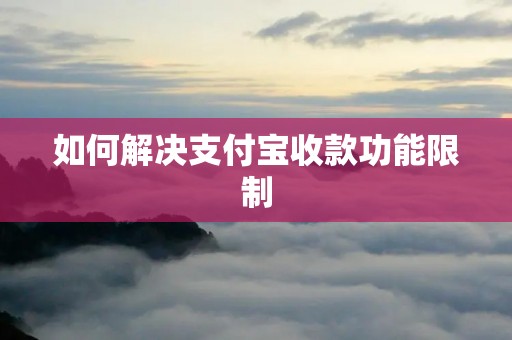 如何解决支付宝收款功能限制