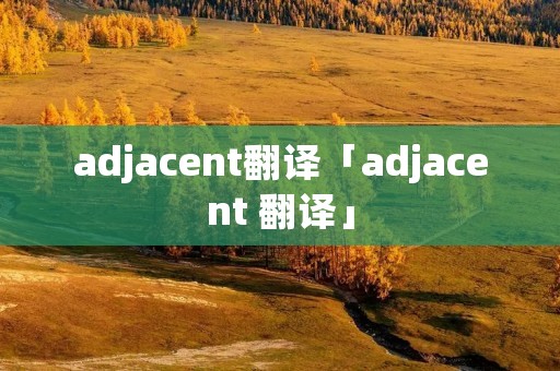 adjacent翻译「adjacent 翻译」
