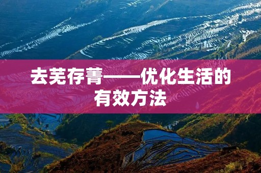 去芜存菁——优化生活的有效方法