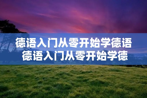 德语入门从零开始学德语 德语入门从零开始学德语视频