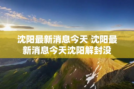 沈阳最新消息今天 沈阳最新消息今天沈阳解封没