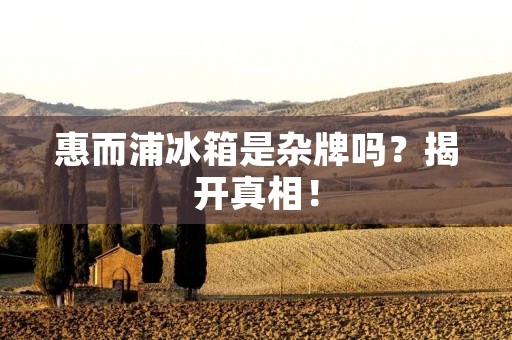 惠而浦冰箱是杂牌吗?揭开真相! 惠而浦冰箱是杂牌吗?揭开真相!
