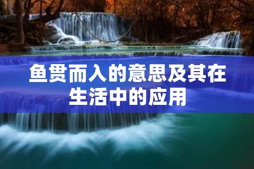 鱼贯而入的意思及其在生活中的应用