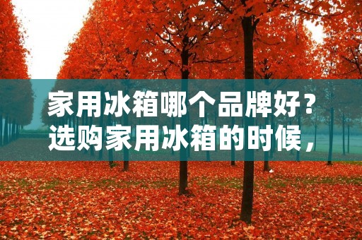 家用冰箱哪个品牌好？选购家用冰箱的时候，大家不仅仅要考虑到价格因素，还要考虑到品牌和性能等因素。在市场上，家用冰箱品牌非常多，如海尔、美的、西门子、松下等等。那么，家用冰箱哪个品牌好呢？本文将从品牌知名度、产品性能和用户评价三个方面来分析，为大家提供选购家用冰箱的参考。