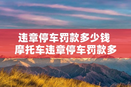 违章停车罚款多少钱 摩托车违章停车罚款多少钱 违章停车罚款多少钱 摩托车违章停车罚款多少钱
