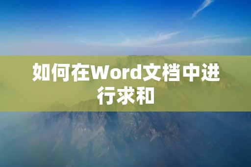 如何在Word文档中进行求和