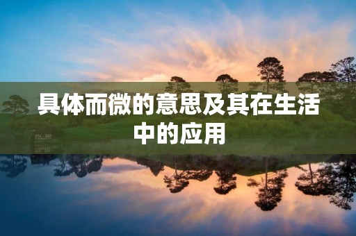 具体而微的意思及其在生活中的应用