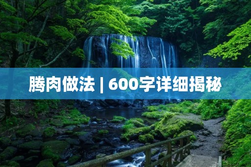 腾肉做法 | 600字详细揭秘
