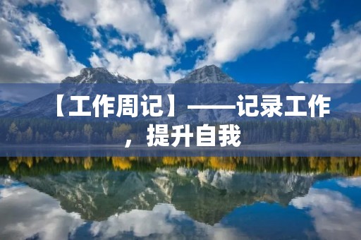 【工作周记】——记录工作,提升自我 【工作周记】——记录工作,提升自我