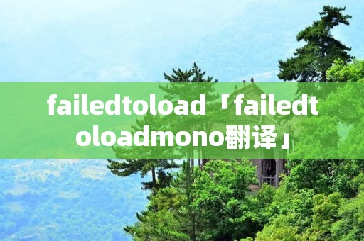 failedtoload「failedtoloadmono翻译」