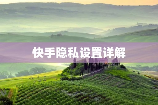 快手隐私设置详解：如何保护自己的个人信息