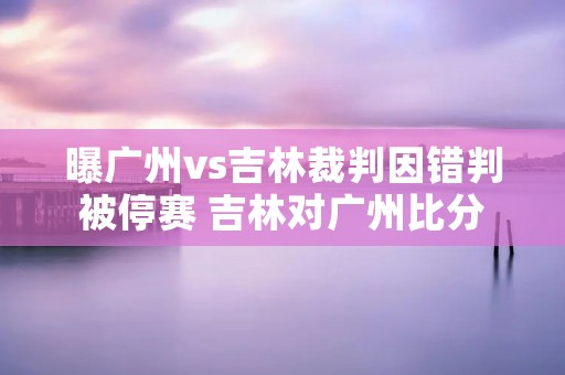 曝广州vs吉林裁判因错判被停赛 吉林对广州比分