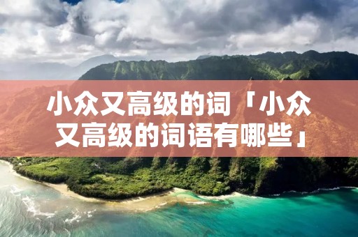 小众又高级的词「小众又高级的词语有哪些」
