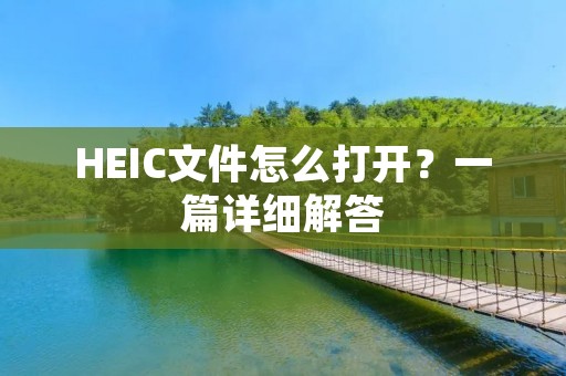 HEIC文件怎么打开？一篇详细解答