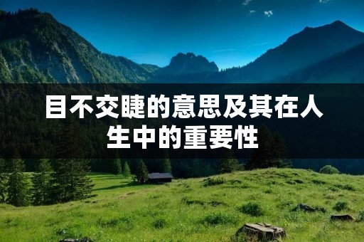目不交睫的意思及其在人生中的重要性