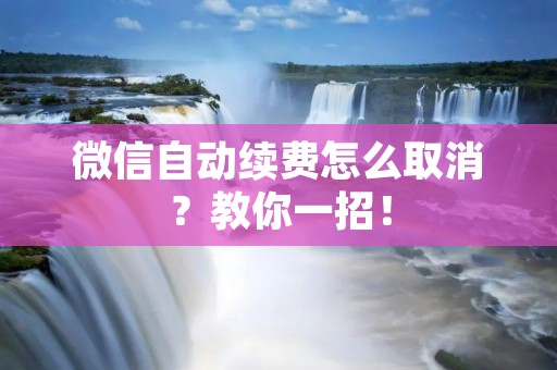 微信自动续费怎么取消?教你一招! 微信自动续费怎么取消?教你一招!