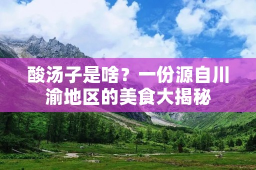 酸汤子是啥？一份源自川渝地区的美食大揭秘