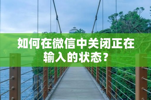 如何在微信中关闭正在输入的状态? 如何在微信中关闭正在输入的状态?