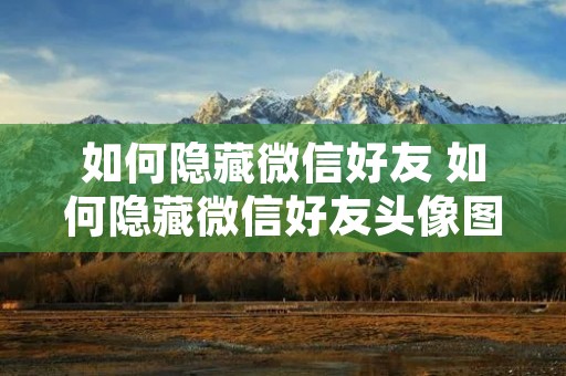 如何隐藏微信好友 如何隐藏微信好友头像图片