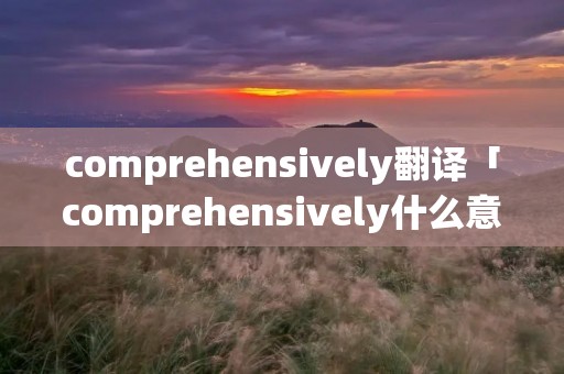 comprehensively翻译「comprehensively什么意思中文」
