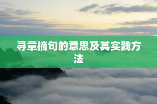 寻章摘句的意思及其实践方法