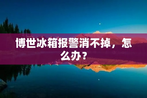 博世冰箱报警消不掉,怎么办? 博世冰箱报警消不掉,怎么办?