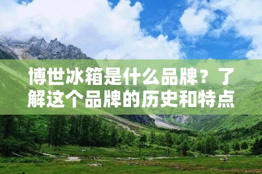 博世冰箱是什么品牌?了解这个品牌的历史和特点,有助于我们更好地选择适合自己的冰箱。 博世冰箱是什么品牌?了解这个品牌的历史和特点,有助于我们更好地选择适合自己的冰箱。