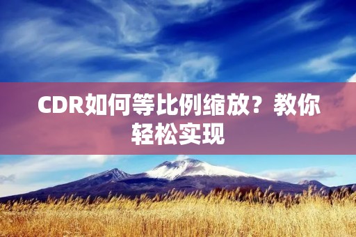 CDR如何等比例缩放?教你轻松实现 CDR如何等比例缩放?教你轻松实现