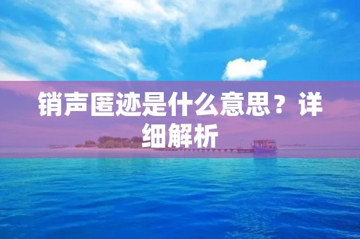 销声匿迹是什么意思?详细解析