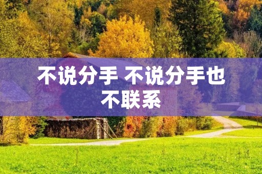 不说分手 不说分手也不联系 不说分手 不说分手也不联系