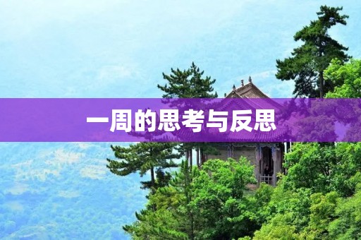 一周的思考与反思