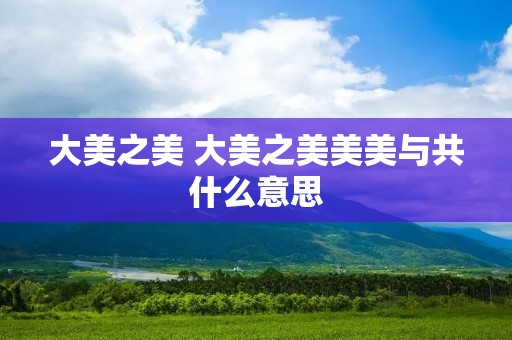大美之美 大美之美美美与共什么意思
