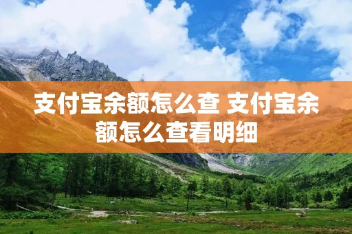 支付宝余额怎么查 支付宝余额怎么查看明细