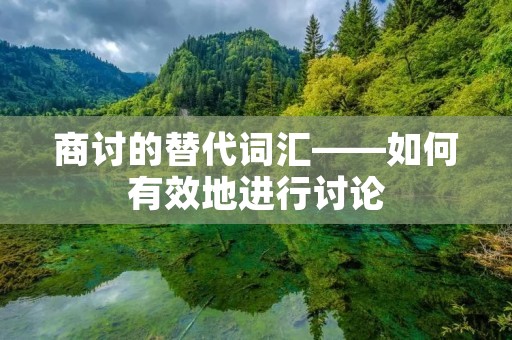 商讨的替代词汇——如何有效地进行讨论