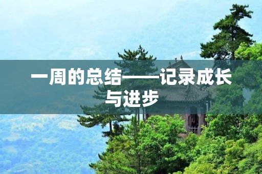 一周的总结——记录成长与进步 一周的总结——记录成长与进步