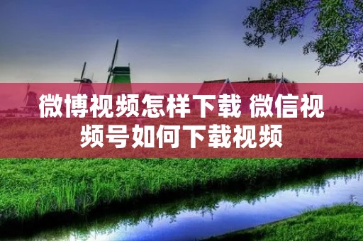 微博视频怎样下载 微信视频号如何下载视频