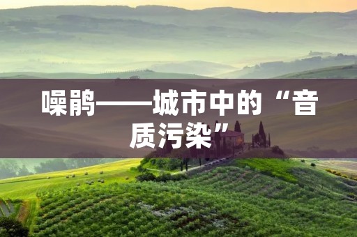 噪鹃——城市中的“音质污染”
