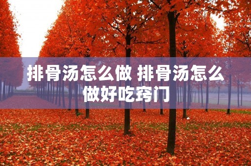 排骨汤怎么做 排骨汤怎么做好吃窍门