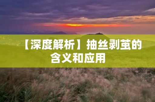 【深度解析】抽丝剥茧的含义和应用