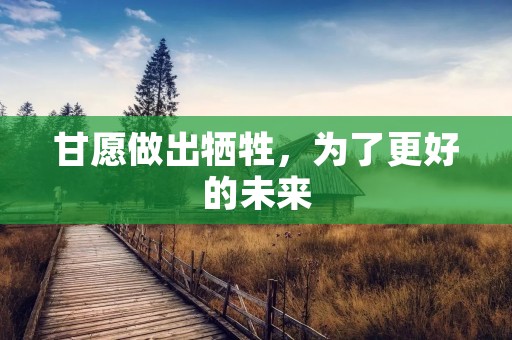 甘愿做出牺牲，为了更好的未来