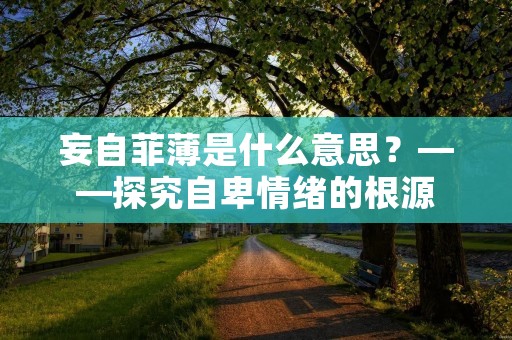 妄自菲薄是什么意思？——探究自卑情绪的根源