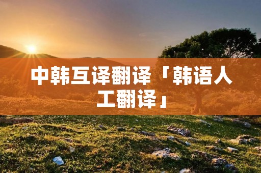 中韩互译翻译「韩语人工翻译」